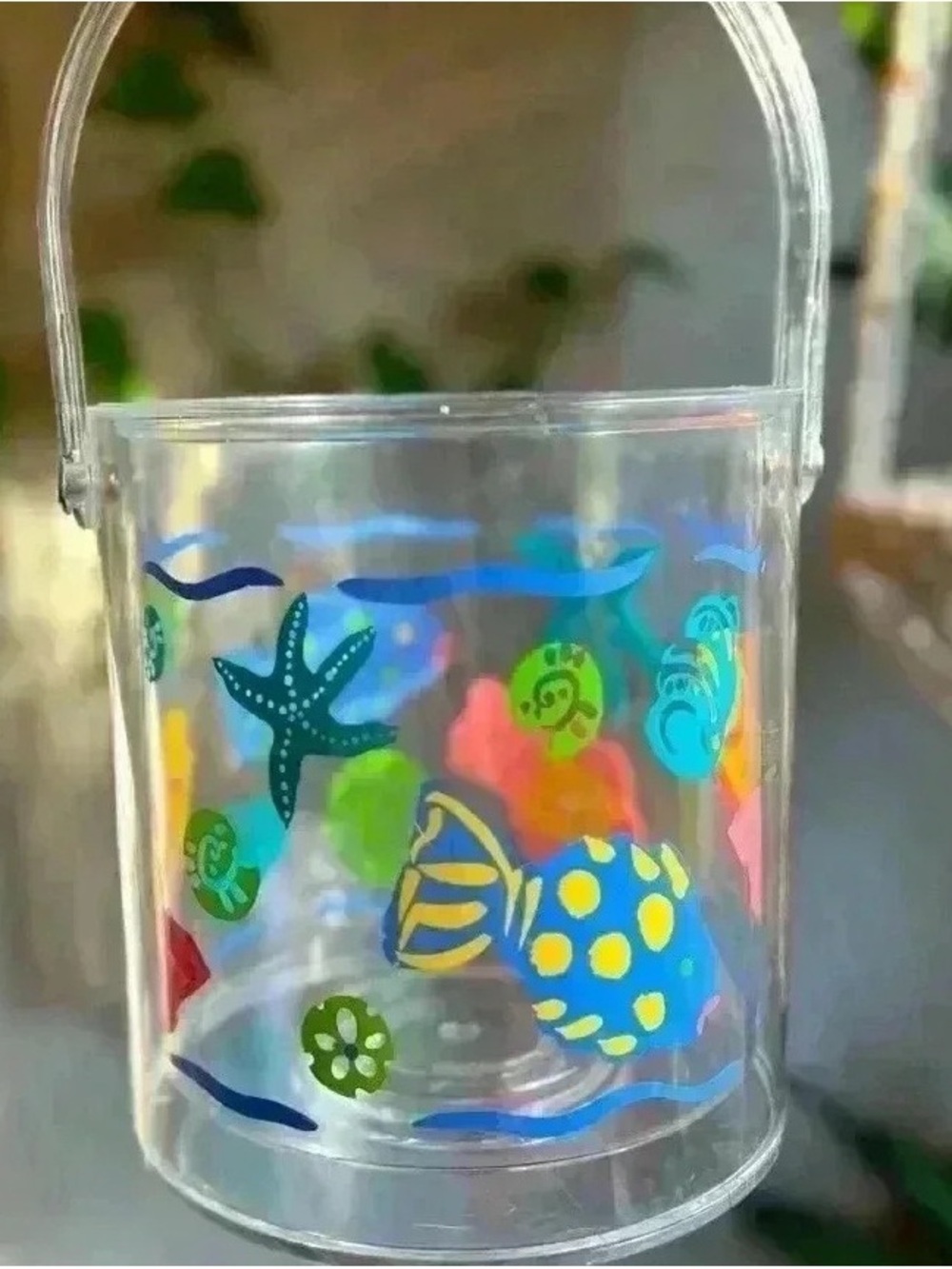 Clear Kids Beach Pail with Colorful Sea Life Design
